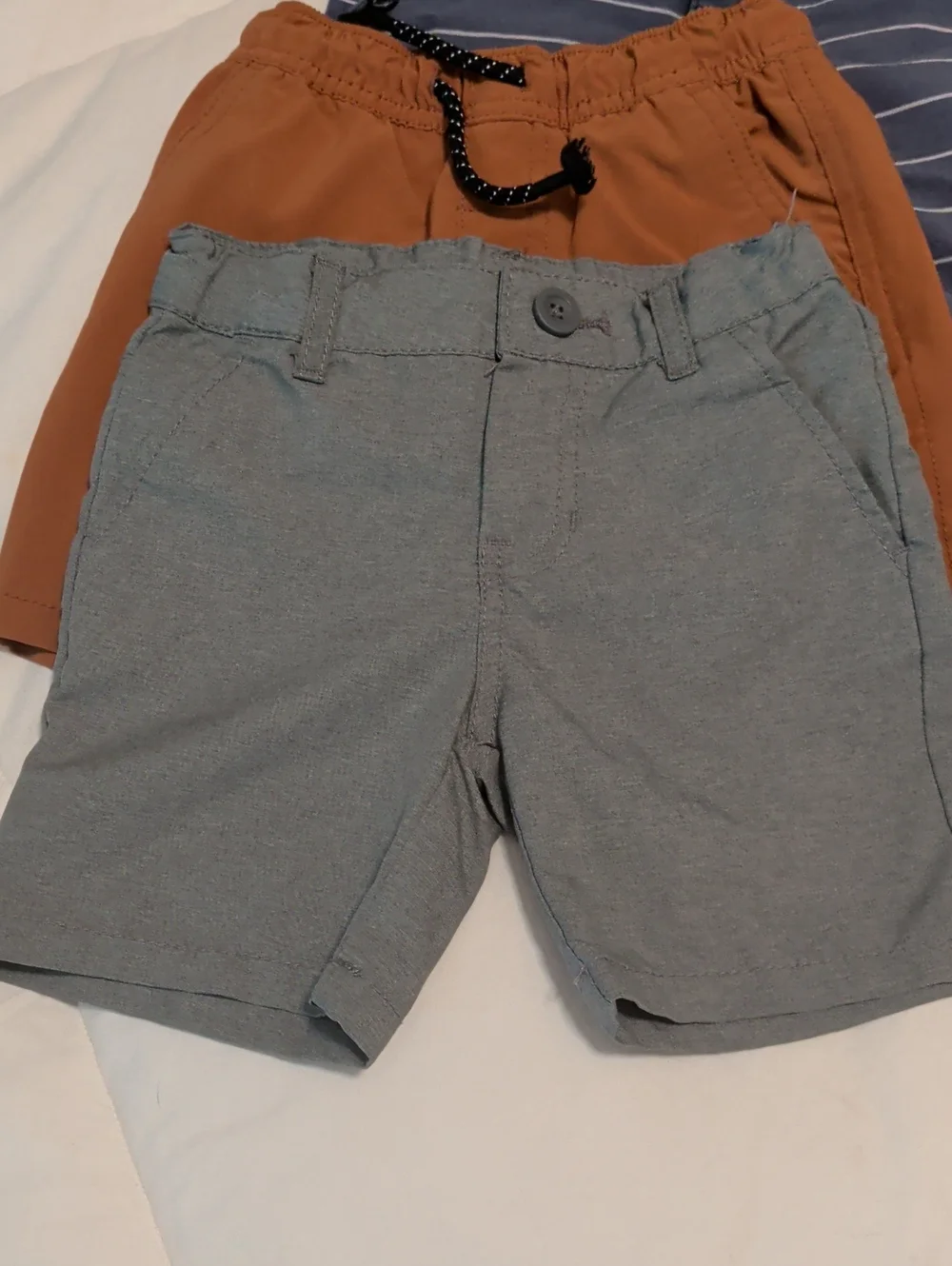 Kids 3-Pack Casual Shorts - Gray, Rust, Navy Stripe